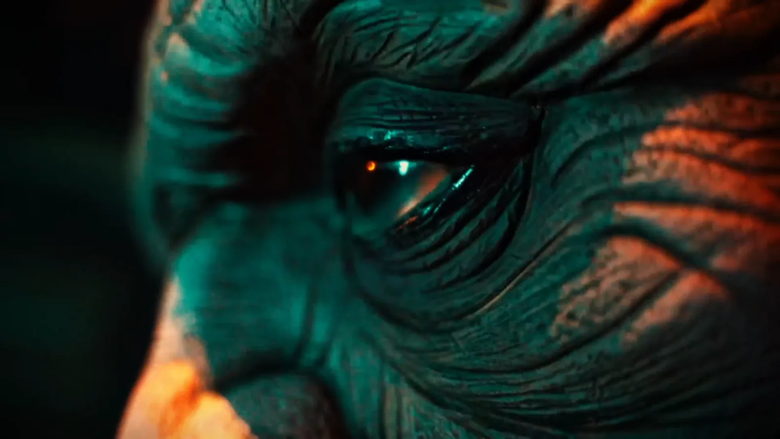 Close-up of the creature’s eye in Frankenstein Resurrection